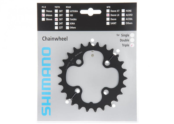 Shimano Kettenblatt SLX für FC-M660 26Z. 4-Arm 9-fach schwarz Lochkreis 104mm