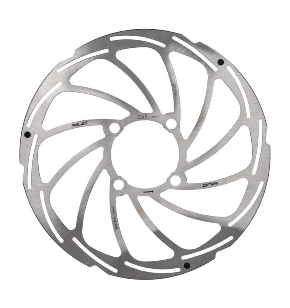Silberne XLC Bremsscheibe BR-X114 203mm 1,8mm für Rohloff HR-Nabe 4-Loch