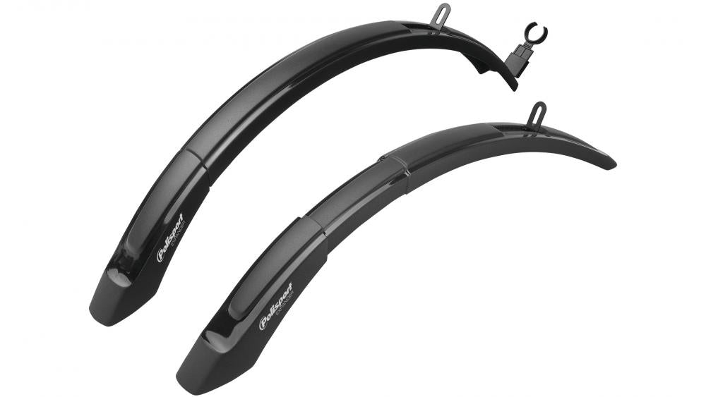 Schwarze, verstellbare Polisport Expander 65 Schutzbleche für 26/29 Zoll Fahrräder.