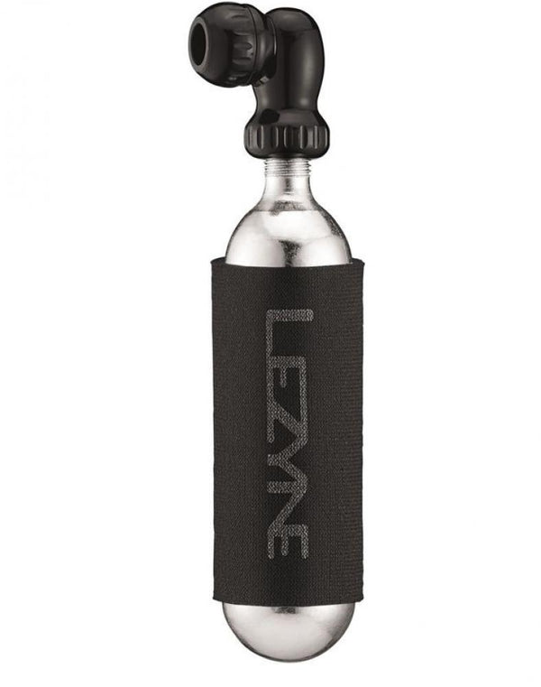 LEZYNE, Pumpen, High-End Kartuschenpumpe, TWIN SPEED DRIVE CO2, schwarz, Aluminium, Twin Slip fit Kopf für SV / AV, inkl. 1x25g CO2 Kartusche mit Neoprenschutz, AV / SV, Gewicht 14g