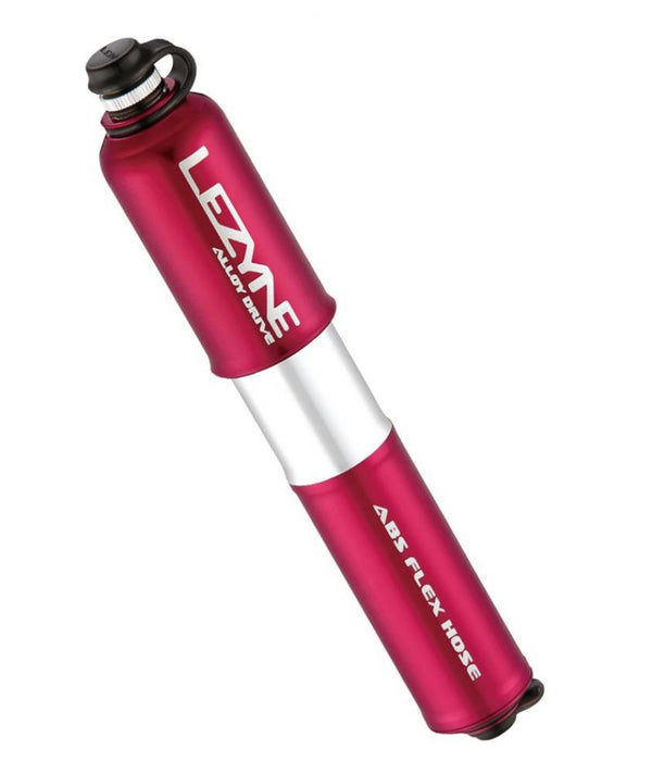 LEZYNE, Pumpen, High-End Minipumpe, CNC ALLOY DRIVE, rot, Aluminium, Aluminiumkolben u. -zylinder, Schlauch wird im Griff aufbewahrt, AV / SV, 90psi / 6bar, Größe M (21,4cm), Gewicht 128g