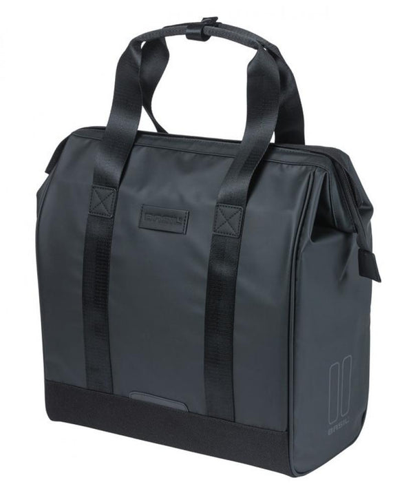 Basil Shoppertasche Grand Tarpaulin schwarz Hook On-System Größe 34x19x35cm 23l