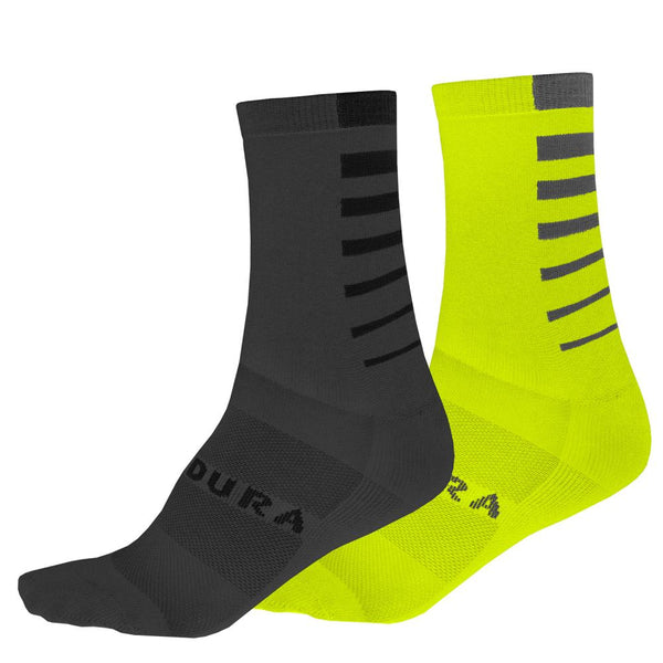 Endura Coolmax Stripe Socken Doppelpack Neon gelb Größe L-XL