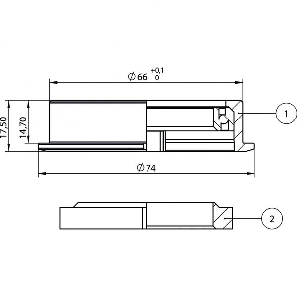 Centurion Acros Steuersatz Bottom - Id66/Od74 - Block Lock