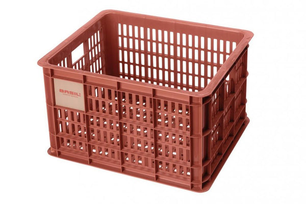 Basil Crate M Fahrradkiste, 29,5L, recycelter Kunststoff, rot, 33x44x25 cm, geeignet für MIK, Racktime, I-Rack, MonkeyLoad und AtranVelo Platten