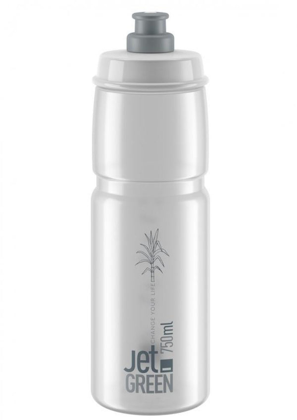 ELITE Trinkflasche JET GREEN transpartent graues Logo 750ml Biokunststoff