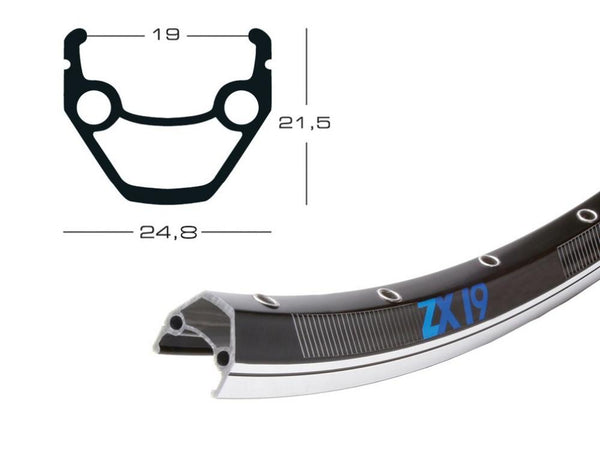Exal Felge ZX 19 28", schwarz, 36 Loch, 622-19, VL 6,5mm
