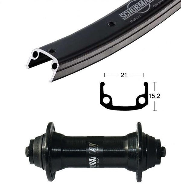 Bike-Parts Laufrad Vorderrad 28x1.75 Zoll T3000 schwarz Schnellspanner 36-Loch Alu-Sport schwarz sil