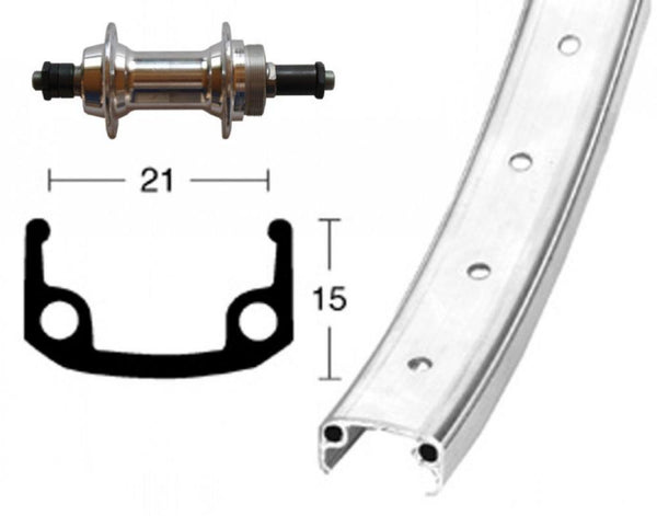 Bike-Parts Laufrad|Hinterrad 26x1.9 Alunabe Schraubkranz silber Schnellspanner 36-Loch Alu-Kastenfel