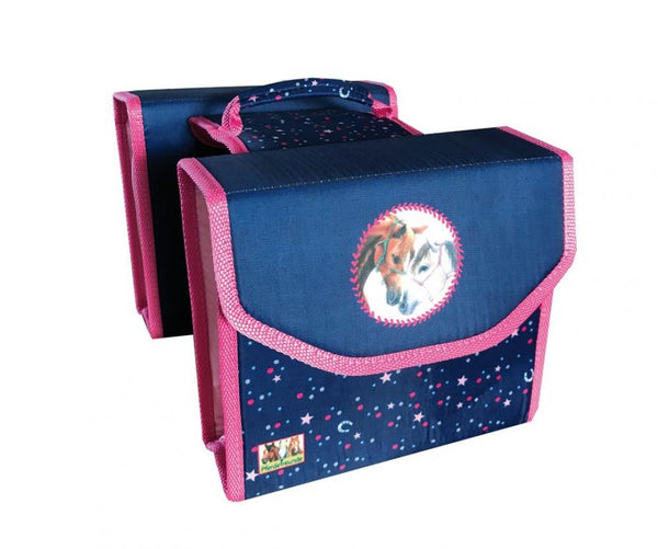 Bike Fashion Doppelpacktasche Pferdefreunde 22x20x8cm blau pink Pferdemotiv