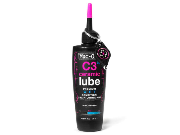 Muc-Off C3 Wet Ceramic Lube 120ml, Keramik-Kettenöl nass, pink, ideal für nasse Bedingungen, extrem langlebig, mit Pipettensystem