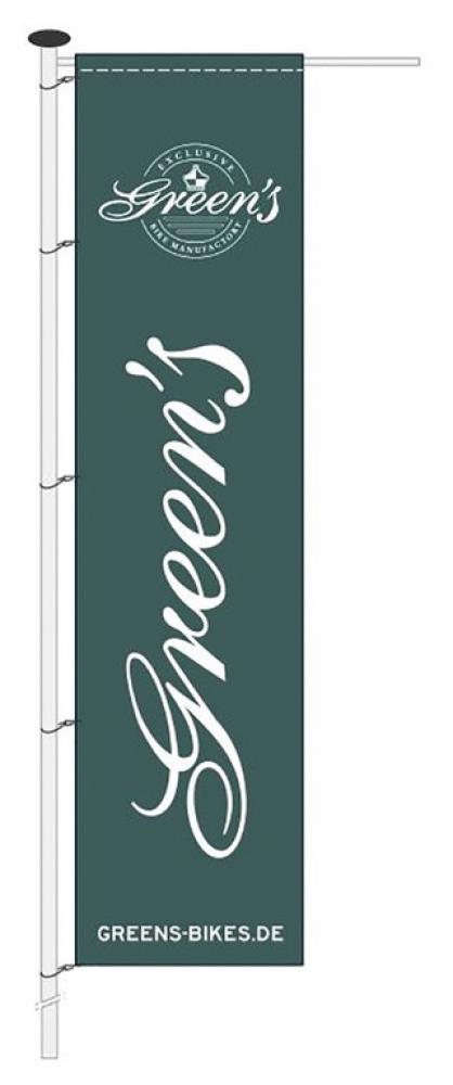 Fahne Greens - für Fahnenmast 1m x 4m / grün-weiß / mit Hohlsaum
