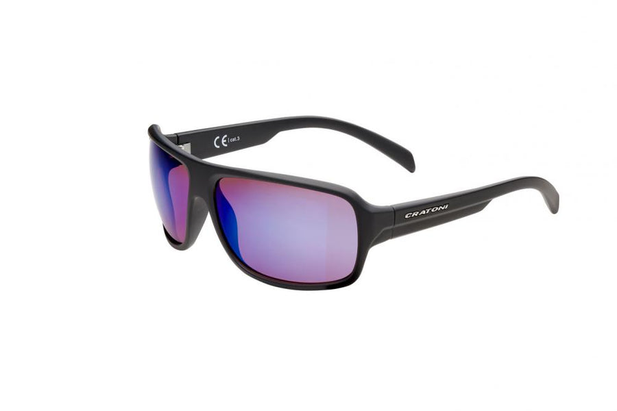 Cratoni Sportbrille  C-Ice COLOR+ driving black matt  -  grey-pink w/ blue mirror  Größe UNI