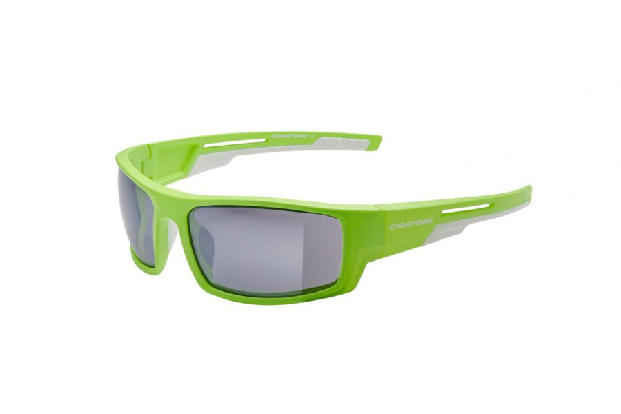 Cratoni Sportbrille  Raw neongreen-white matt  -  smoke w/ silver mirror  Größe UNI
