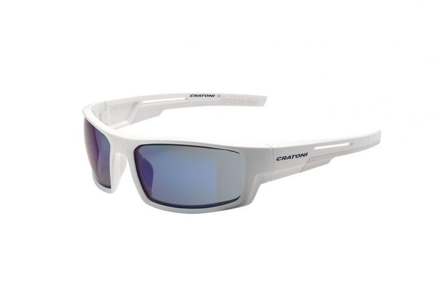 Cratoni Sportbrille  Raw white matt  -  smoke w/ silver mirror  Größe UNI