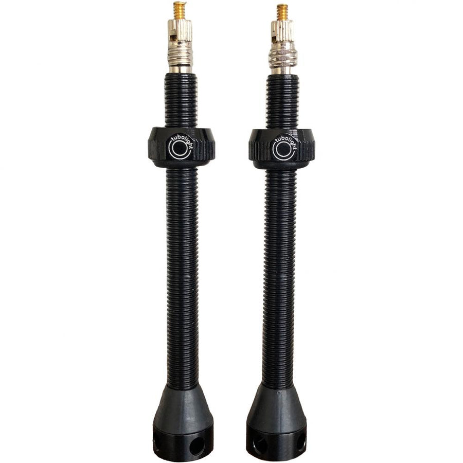 Tubolight Tubeless-Ventile Aluminium schwarz 70 mm Schwarz - zuverlässig für Reifen mit Einlage