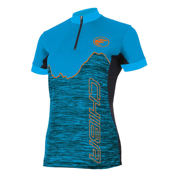 CHIBA Watzmann Shirt Damen - Radsport-Trikot, atmungsaktiv, Royal/orange, Gr. M