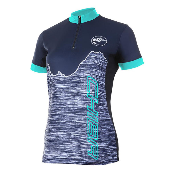 CHIBA Watzmann Shirt Damen - Radtrikot 3XL schwarz/türkis, atmungsaktiv, RV & Rückentaschen
