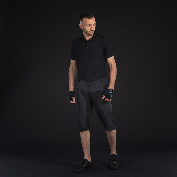 CHIBA Regenhose kurz - wasserdicht, winddicht, atmungsaktiv, Reflektoren, schwarz, S