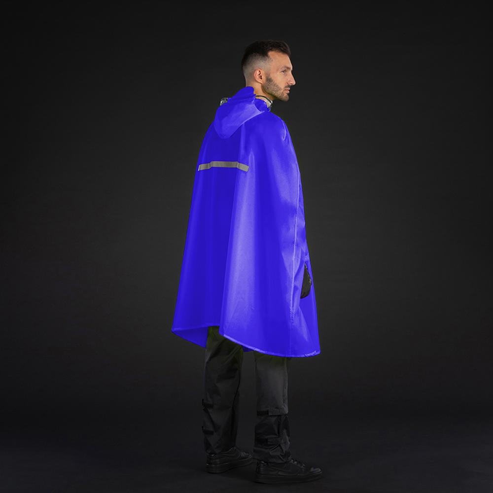 CHIBA Regenponcho - wasserdicht, winddicht, reflektierend, Größe M/L, royal