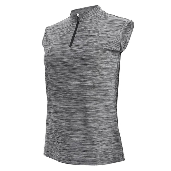 CHIBA Lady Melange Shirt Sleeveless - ärmelloses Radtrikot hellgrau XXL, atmungsaktiv, 3 Rückentaschen