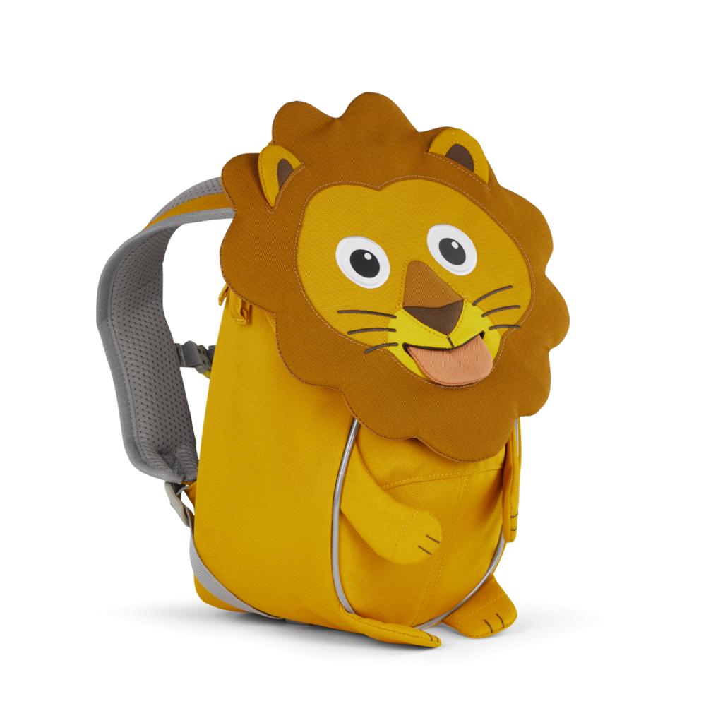 Affenzahn Kleiner Freund Löwe Kinderrucksack  4L Volumen, 220g, für Kinder ab 1 Jahr, nachhaltig aus recyceltem PET, reflektierende Details, personalisierbare Ziehzunge