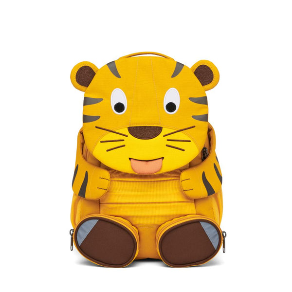 Affenzahn Großer Freund Tiger Kinderrucksack, 8L, reflektierend, ergonomisch, ab 3 Jahren, nachhaltig aus 48% recyceltem PET, mit Namensschild und Features