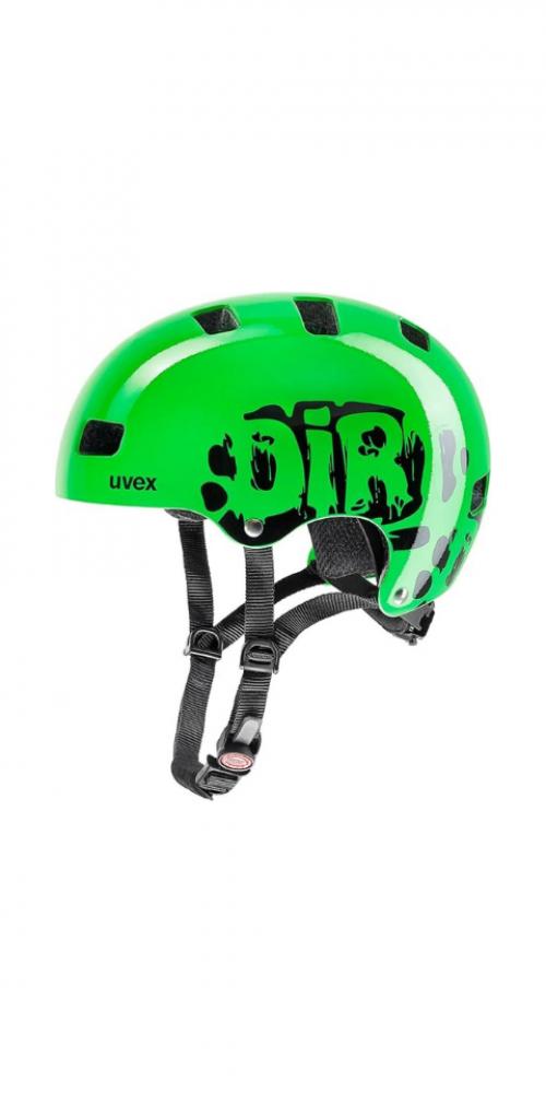 UVEX Kinder Fahrradhelm Kid 3 Dirtbike Green 55-58 cm, Hartschale, IAS-Verstellsystem, Monomatic Verschluss, EN 1078 zertifiziert