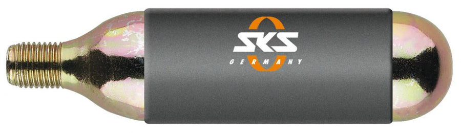 SKS CO2-Ersatzkartusche 24 g mit Gewinde, kompatibel mit SKS Airgun, ideal für schnelles Aufpumpen von Fahrradreifen, inklusive Kälteschutz für sicheres Handling