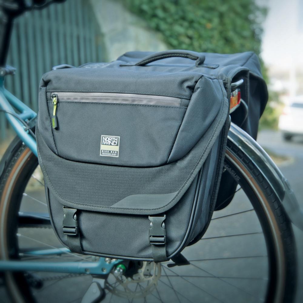 Northwind MonkeyLoad-T Doppeltasche, schwarz/lime, 30L Volumen, 33x15x33 cm, Polyester, inkl. Regenhülle, für Gepäckträger mit Federklappe