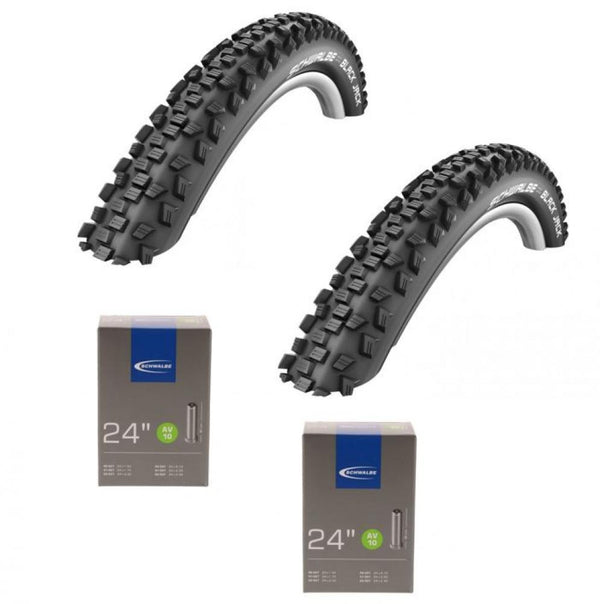 Schwalbe 2x Drahtreifen BLACK JACK 24x1.90 47-507 + 2x Schwalbe Schlauch AV10 24x1.50-2.50