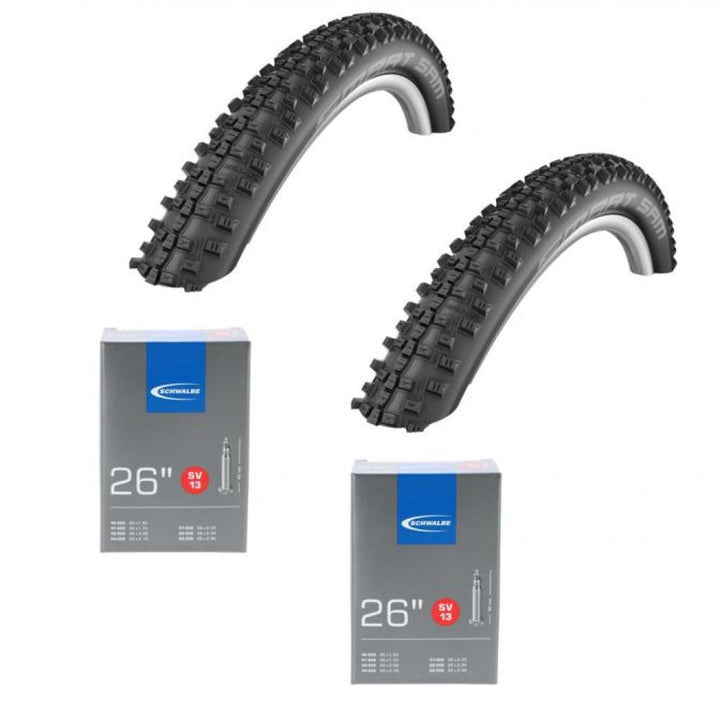 2x Schwalbe Drahtreifen SMART SAM 26x2.25 + 2x Schwalbe Schlauch SV13 Set