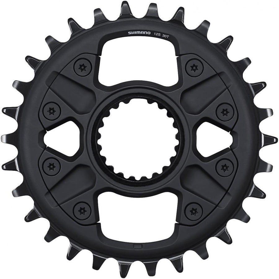Schwarzes SHIMANO DEORE Kettenblatt 30 Zähne (FC-M6100/MT611) für effiziente 1x12-Schaltung.