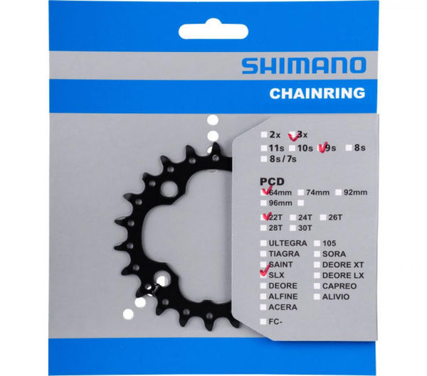 Shimano Kettenblatt Deore FC-M617 22 Zähne 64 mm Schwarz Stahl