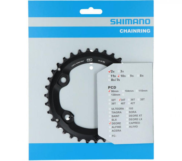 Shimano Kettenblatt DEORE FC-M6000-2 34 Zähne BE 96 mm Schwarz Aluminium/Glasfaser