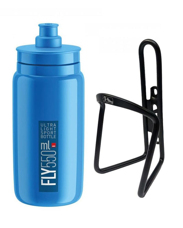 Elite Trinkflasche blau M-Wave + M-Wave Flaschenhalter schwarz