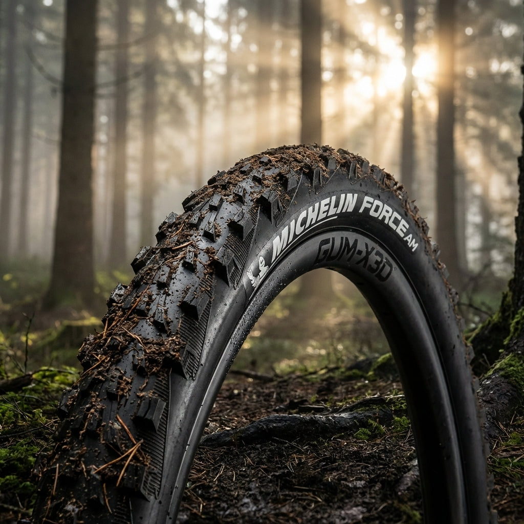 Michelin Force AM Competition MTB-Reifen 29 Zoll für Trail und E-Bike mit GUM-X3D Compound auf Waldboden.