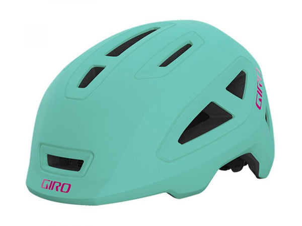 Giro Scamp II Kinderhelm, teal/pink, Größe S (49-53 cm), leichter In-Mold-Helm, EPS-Schale, 13 Belüftungen, Roc Loc® Junior, reflektierend, Insektenschutz