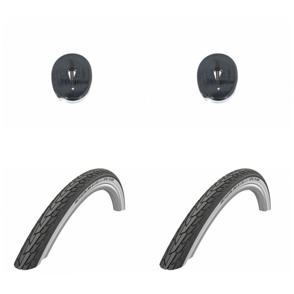 2x Reifen Schwalbe Road Cruiser HS484 Green 28x1.40 + 2x Schwalbe Schlauch DV17 28x1.10-1.75" (28/47-622/635) - 28 Zoll DV 40mm