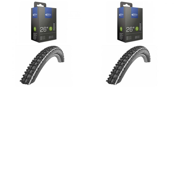 Continental 2x Schwalbe Reifen Smart Sam HS476 Draht 26x2.25 + 2x Schlauch AV 40mm