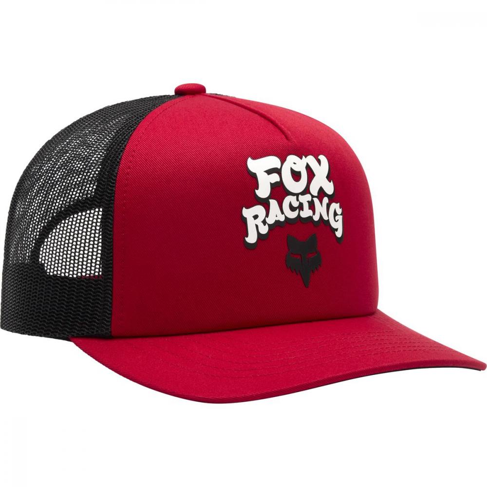 Fox Racewear Mesh Trucker Kappe Rot - verstellbares Snapback Cap mit Schaumstoff-Front, Mesh-Rückenteil, One-Size