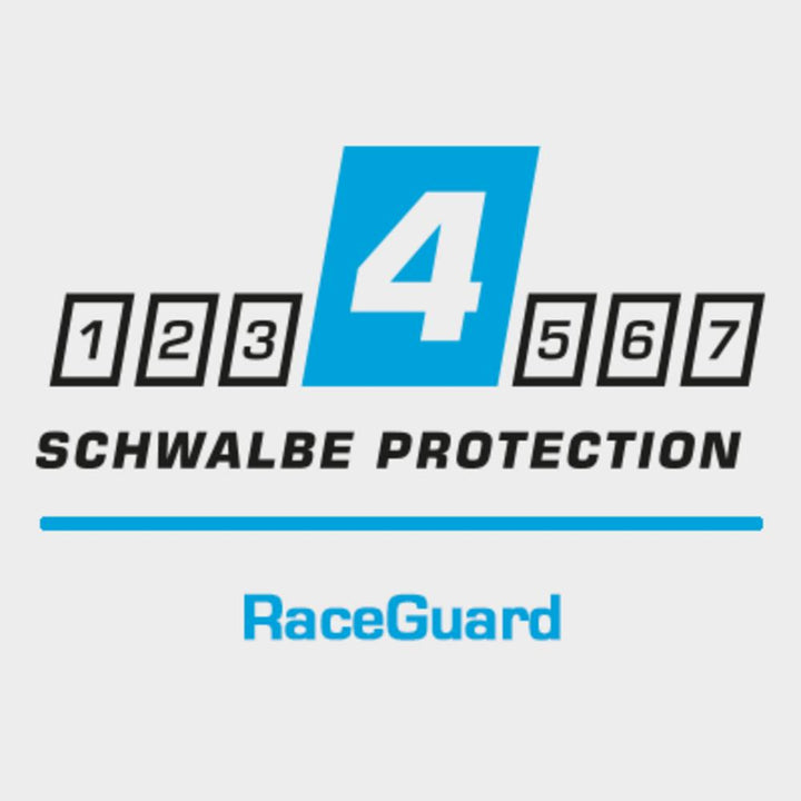 RaceGuard 2 Lagen überkreuztes Nylongewebe auf hochwertiger 67EPI-Karkasse, für bewährten Schutz von leichten Reifen.