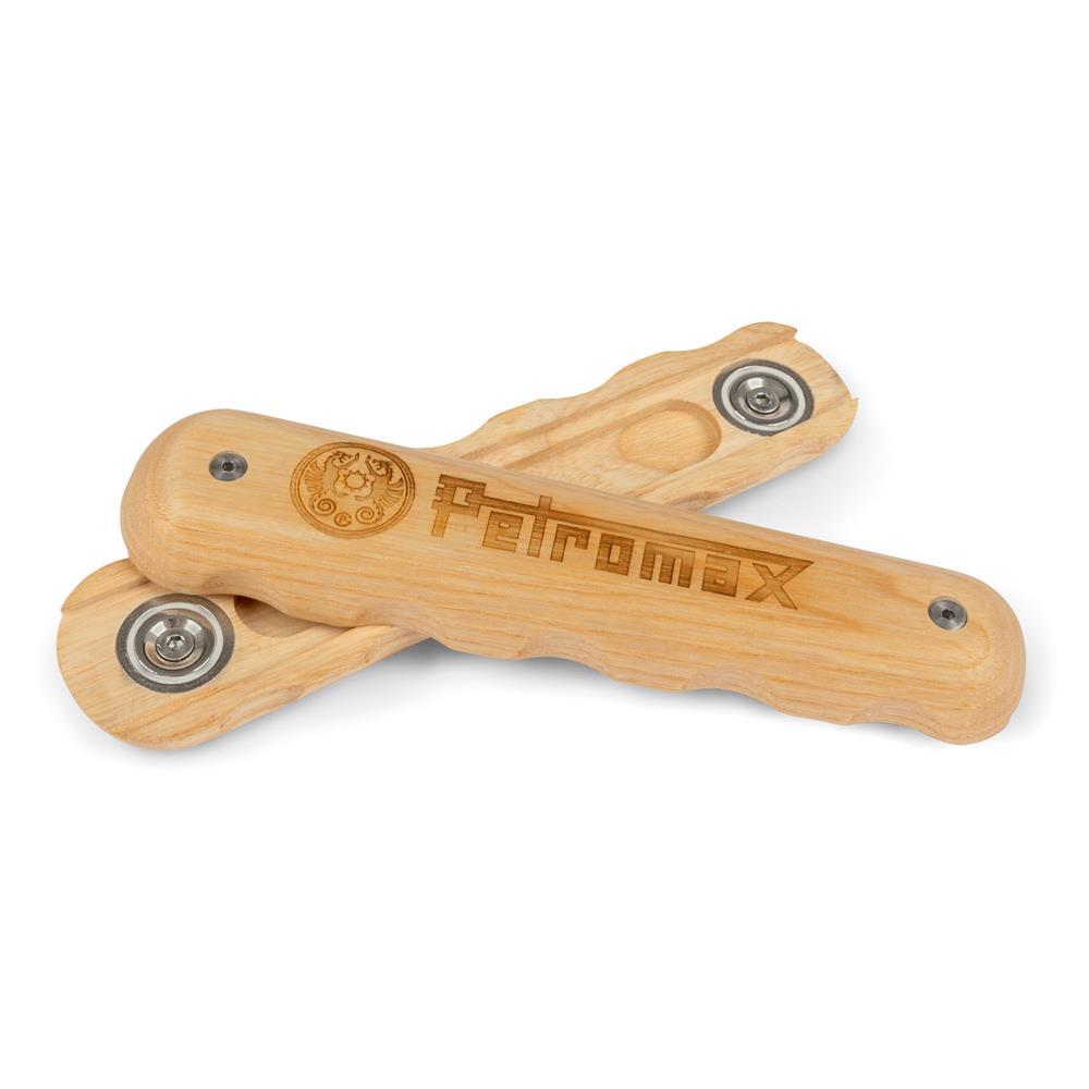 Petromax Holzgriff für schmiedeeiserne Pfannen  ergonomischer Hitzeschutz mit Magnetverschluss, passend für alle Petromax Schmiedepfannen