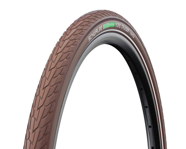 Schwalbe Road Cruiser 28x1.60" (42-622) braun-reflex, Drahtreifen mit K-Guard Pannenschutz, Active Line, HS484 Profil, Green Compound Lauffläche, geeignet für City- und Trekkingräder