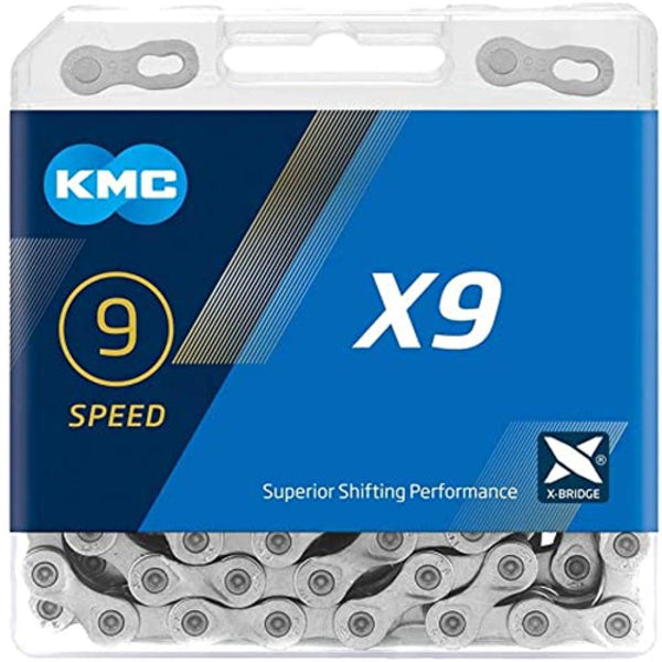 KMC Kette X9 silber 114 Glieder für 9-fach Nickel beschichtet