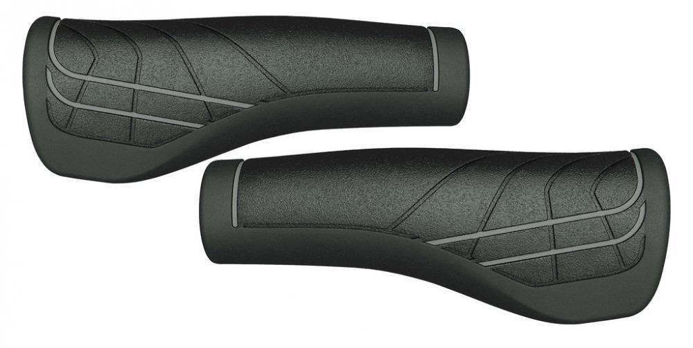 Herrmans Line Lenkergriffe, schwarz/grau, ergonomische Fahrradgriffe 124mm, 22mm Ø, Paar