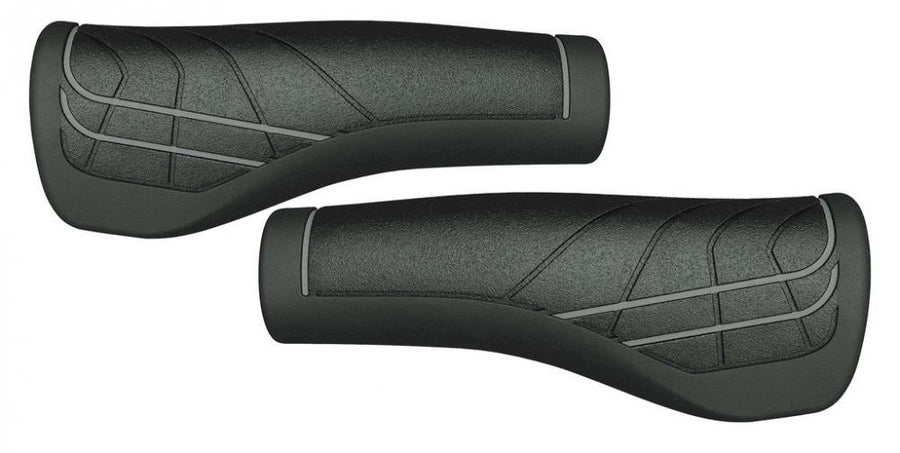 Herrmans Line Lenkergriffe, schwarz/grau, ergonomische Fahrradgriffe 124mm, 22mm Ø, Paar