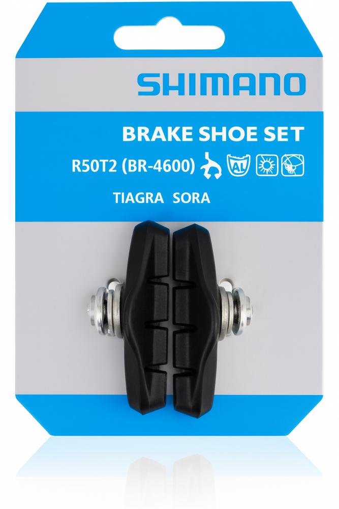 Shimano Bremsschuhe R50T2 50 mm für Rennbremse BR-4600/4500/3400/R450 - sichere Bremsleistung bei Nässe und Trockenheit