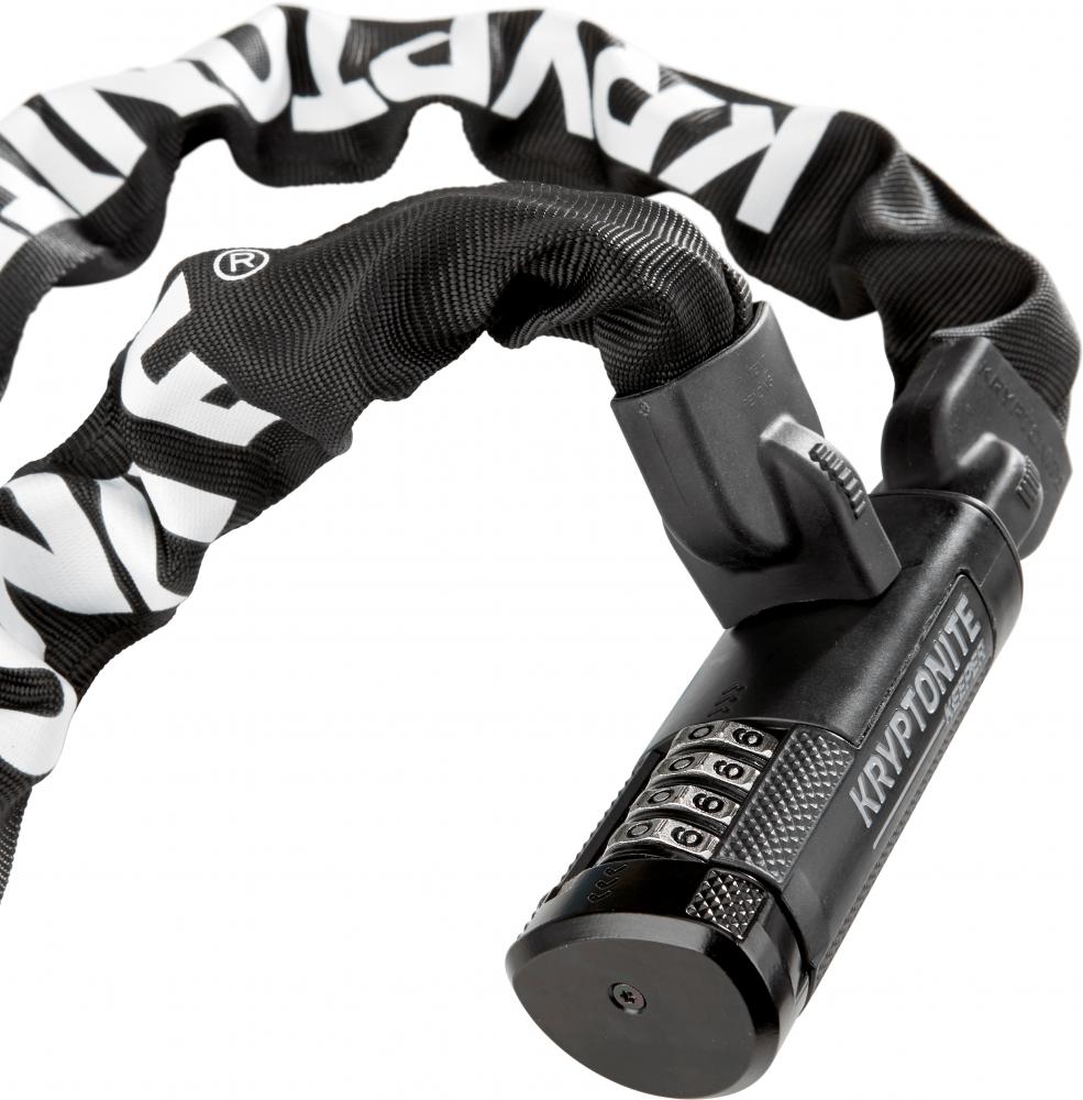 Kryptonite Keeper 790 Kombinations-Kettenschloss, 90 cm, schwarz, mit 4-stelliger Zahlenkombination und Logo.