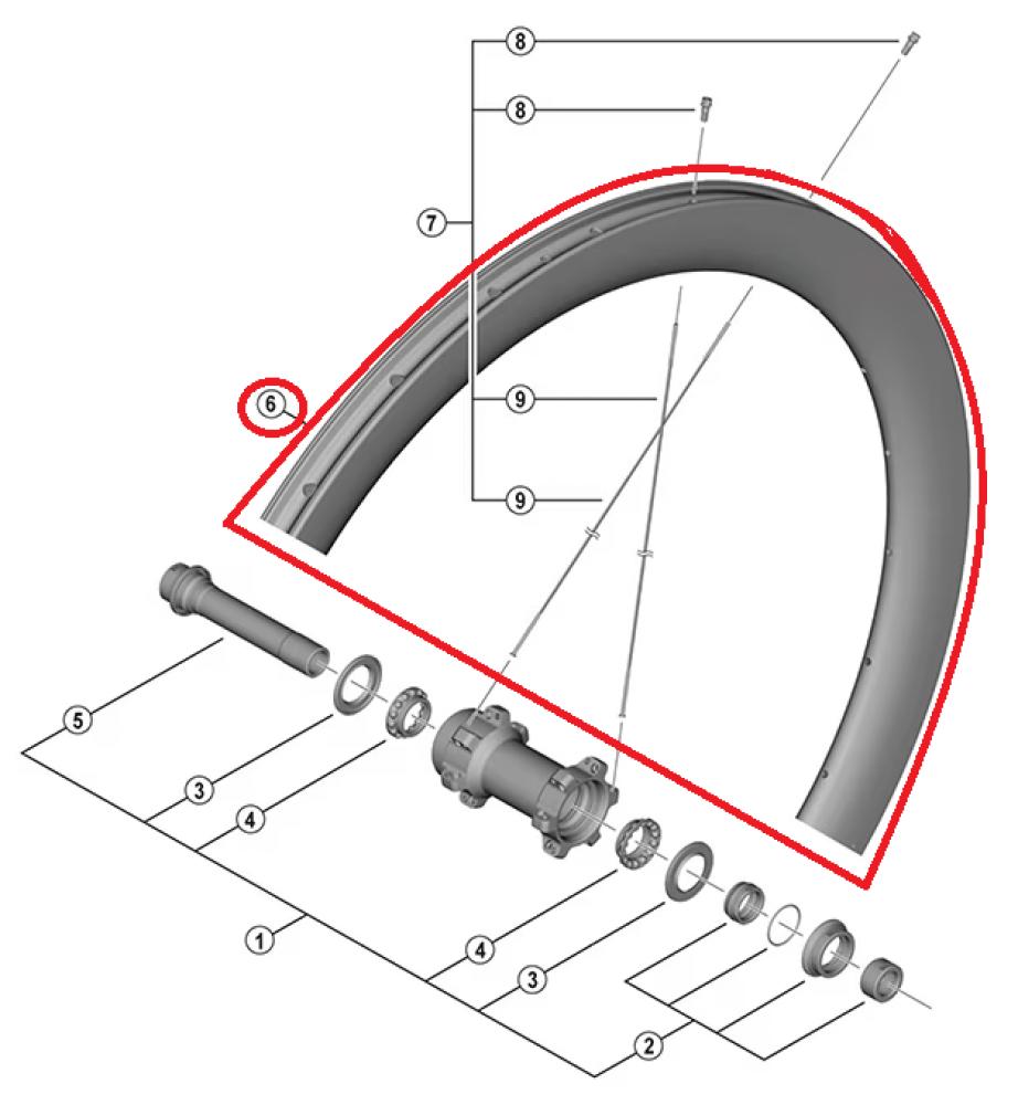 Rim For Complete Wheel,for Wh-r8170-c50-tl, Front:12mm E-thru, 24h Tubeless - 12mm